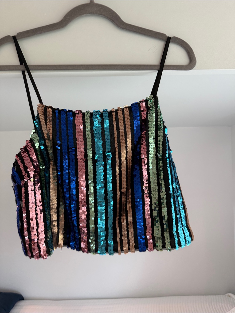 Topshop Multicolor Sequin Stripe Crop Top